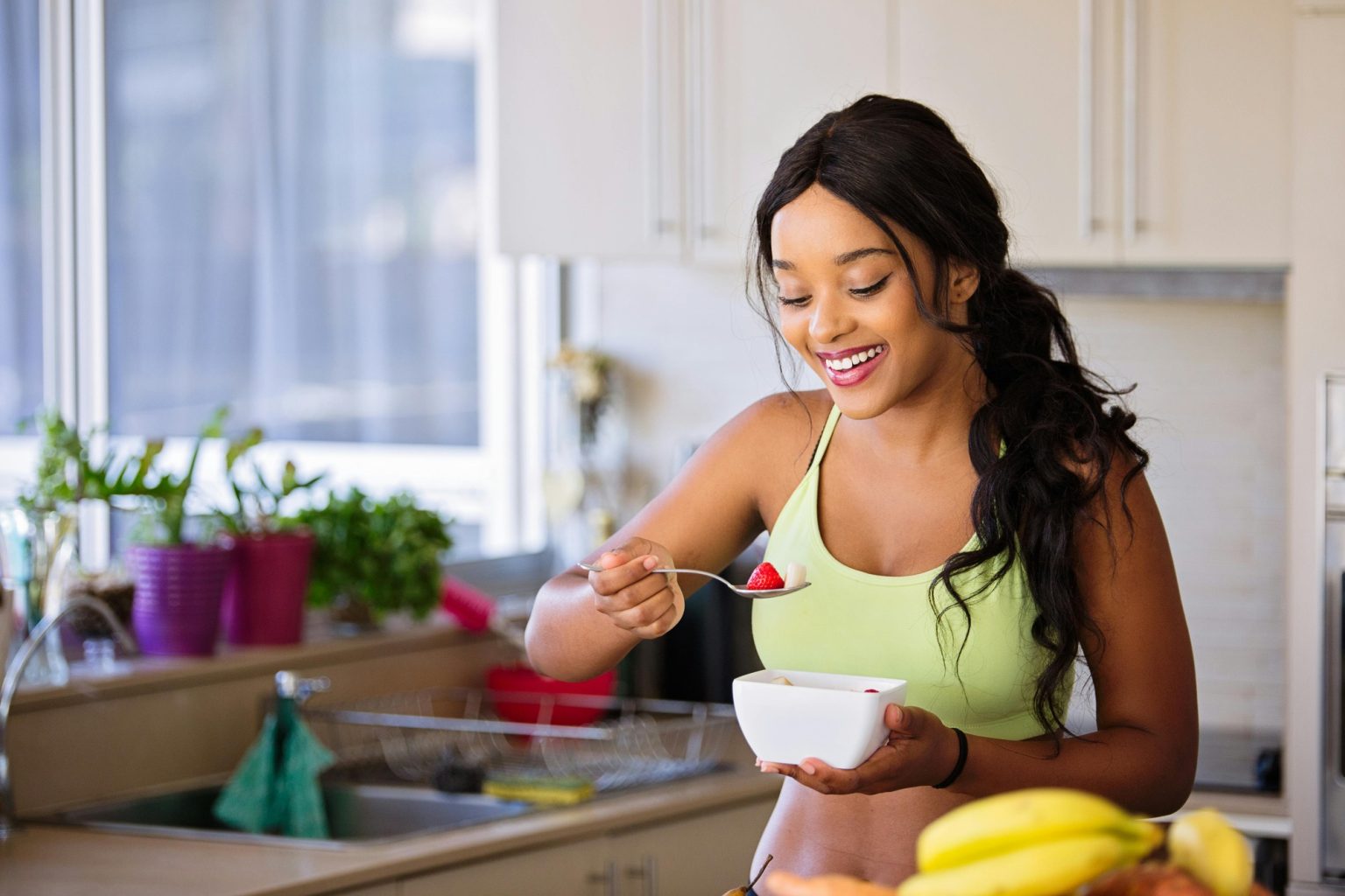 Smiling person with healthy nutrition